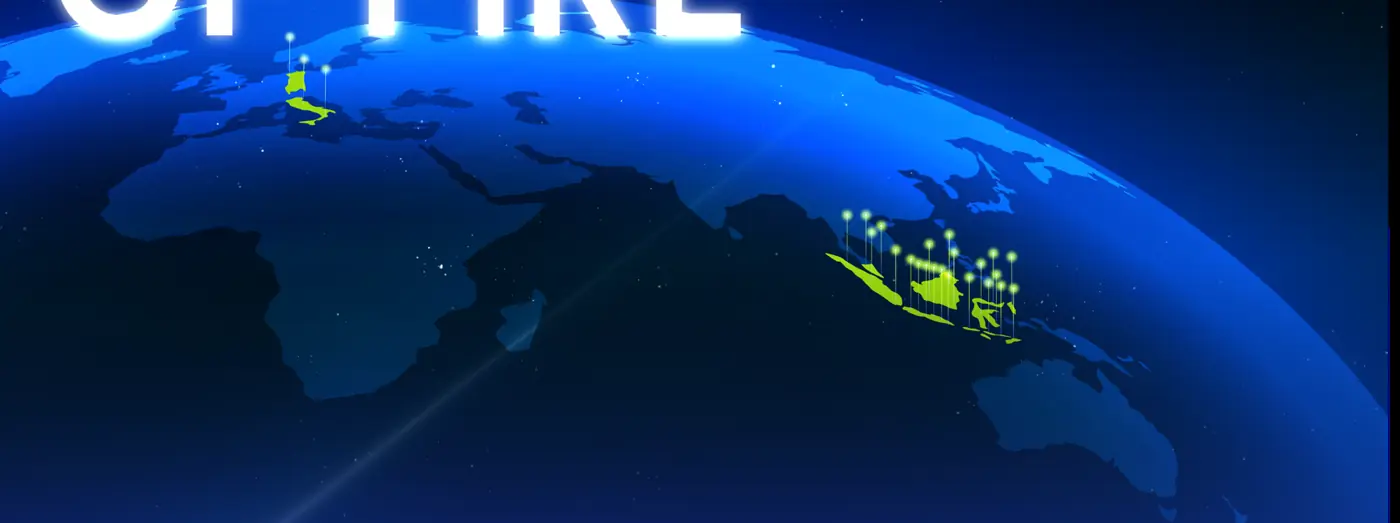Globe showing Juara's international trail